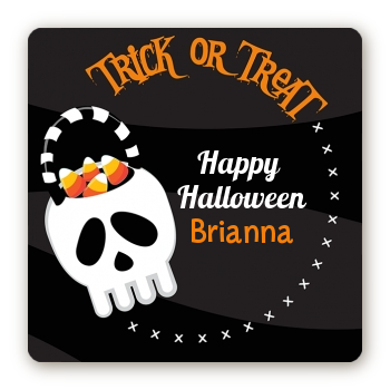 Skull Treat Bag - Square Personalized Halloween Sticker Labels