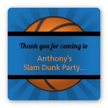 Slam Dunk - Square Personalized Birthday Party Sticker Labels