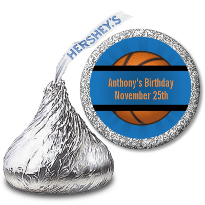 Slam Dunk - Hershey Kiss Birthday Party Sticker Labels