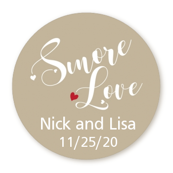  Smore Love - Round Personalized Bridal Shower Sticker Labels 