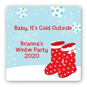 Snow Boots - Square Personalized Christmas Sticker Labels