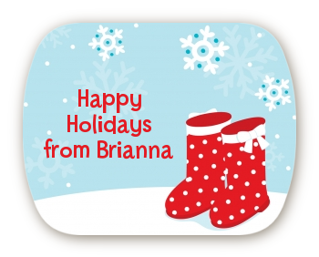 Snow Boots - Personalized Christmas Rounded Corner Stickers