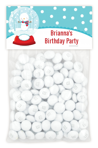 Snow Globe Winter Wonderland - Custom Birthday Party Treat Bag Topper