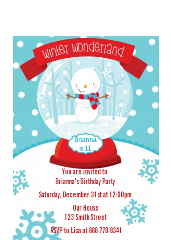 Snow Globe Winter Wonderland - Birthday Party Petite Invitations