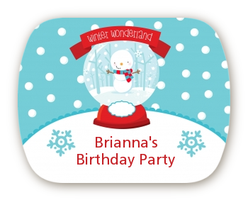 Snow Globe Winter Wonderland - Personalized Birthday Party Rounded Corner Stickers