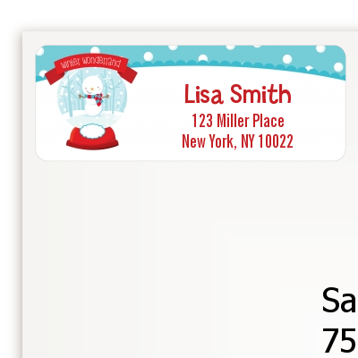 Snow Globe Winter Wonderland - Birthday Party Return Address Labels