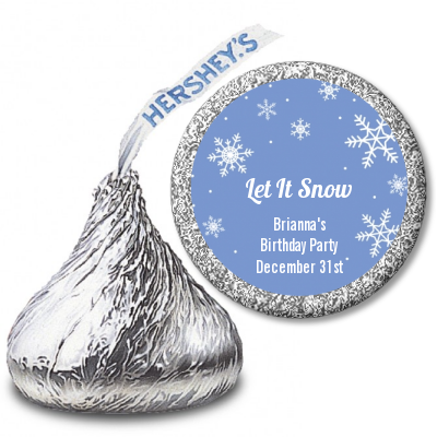 Snowflakes - Hershey Kiss Birthday Party Sticker Labels