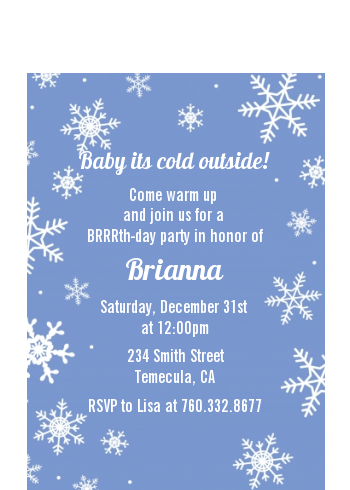 Snowflakes - Birthday Party Petite Invitations