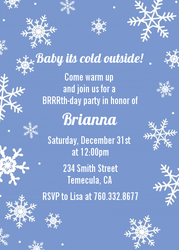 Snowflakes - Birthday Party Invitations