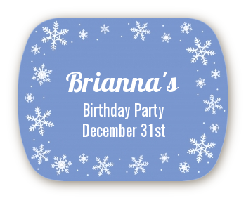 Snowflakes - Personalized Birthday Party Rounded Corner Stickers