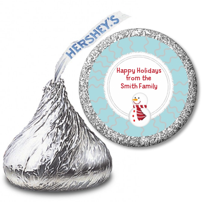 Snowman Snow Scene - Hershey Kiss Christmas Sticker Labels