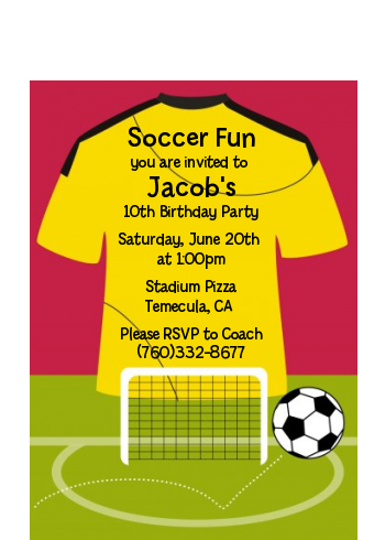 Soccer Jersey Yellow and Red - Birthday Party Petite Invitations