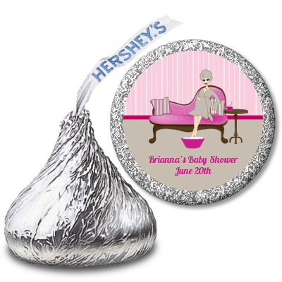 Spa Mom Pink - Hershey Kiss Baby Shower Sticker Labels
