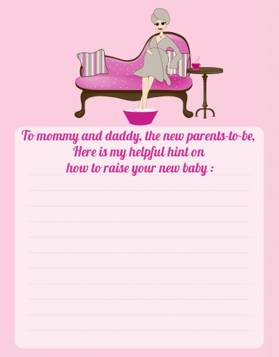 Spa Mom Pink - Baby Shower Notes of Advice