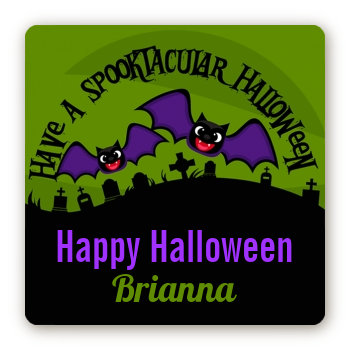 Spooky Bats - Square Personalized Halloween Sticker Labels
