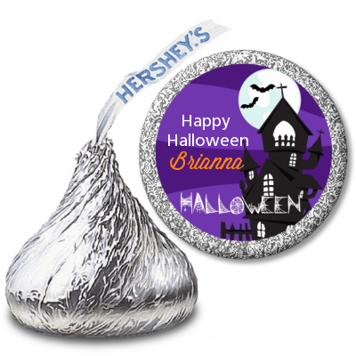 Spooky Haunted House - Hershey Kiss Halloween Sticker Labels