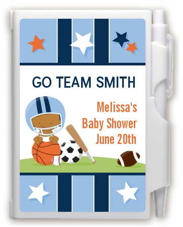 Sports Baby African American - Baby Shower Personalized Notebook Favor