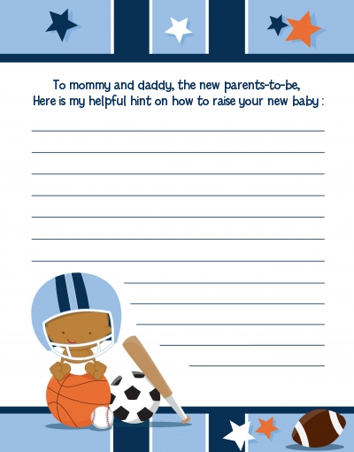 Sports Baby African American - Baby Shower Notes of Advice
