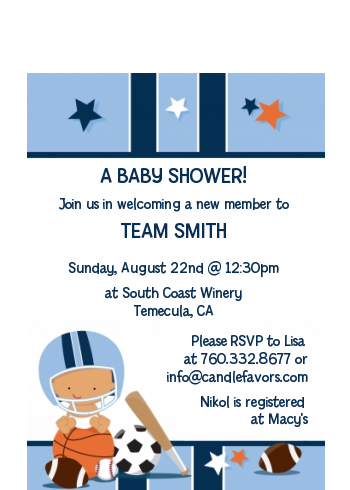  Sports Baby Caucasian - Baby Shower Petite Invitations Caucasian