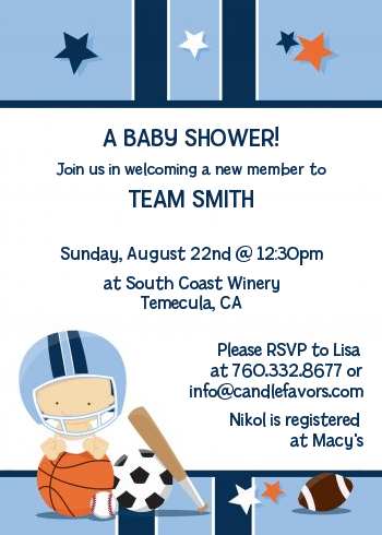  Sports Baby Caucasian - Baby Shower Invitations Caucasian