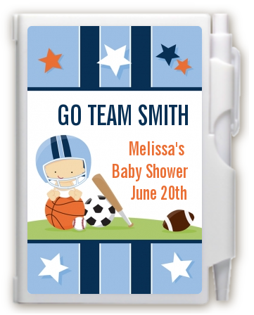 Sports Baby Caucasian - Baby Shower Personalized Notebook Favor