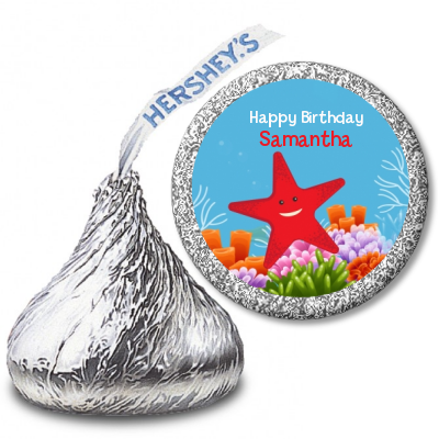 Starfish - Hershey Kiss Birthday Party Sticker Labels