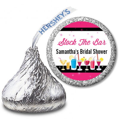 Stock the Bar Cocktails - Hershey Kiss Bridal Shower Sticker Labels