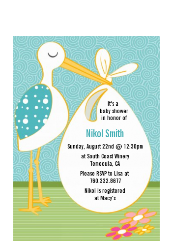 Stork It's a Boy - Baby Shower Petite Invitations