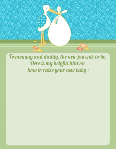 Stork It's a Boy - Baby Shower Notes of Advice