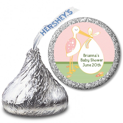 Stork It's a Girl - Hershey Kiss Baby Shower Sticker Labels