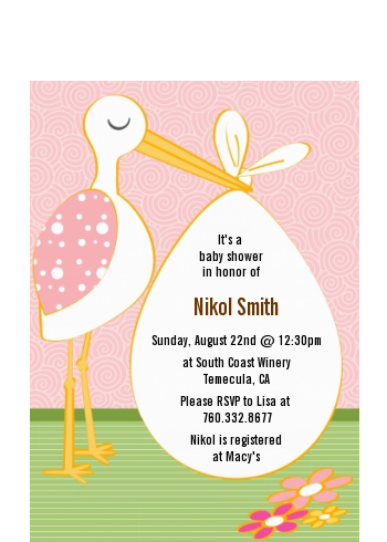 Stork It's a Girl - Baby Shower Petite Invitations