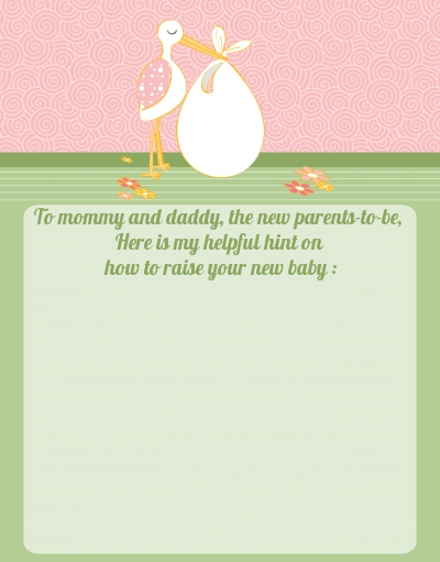 Stork It's a Girl - Baby Shower Notes of Advice