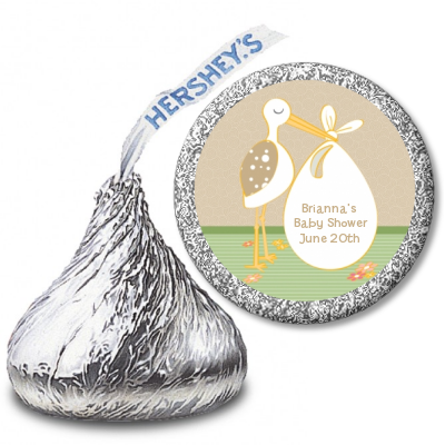 Stork Neutral - Hershey Kiss Baby Shower Sticker Labels