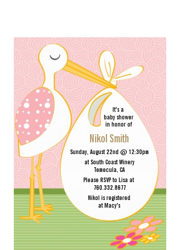  Stork Neutral - Baby Shower Petite Invitations Blue