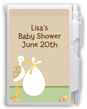 Stork Neutral - Baby Shower Personalized Notebook Favor