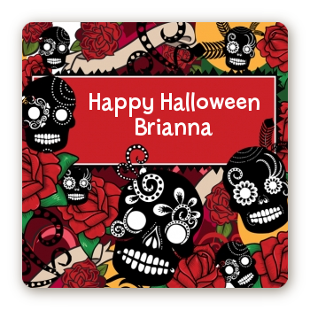 Sugar Skull - Square Personalized Halloween Sticker Labels