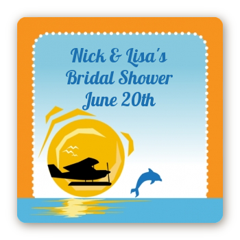 Sunset Trip - Square Personalized Bridal Shower Sticker Labels
