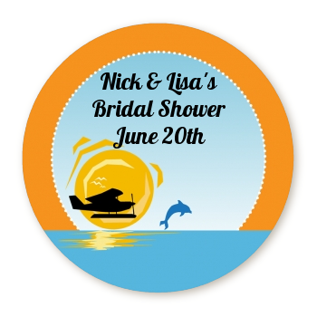  Sunset Trip - Round Personalized Bridal Shower Sticker Labels 