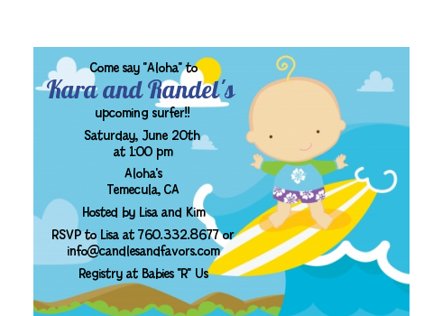  Surf Boy - Baby Shower Petite Invitations Blonde Hair