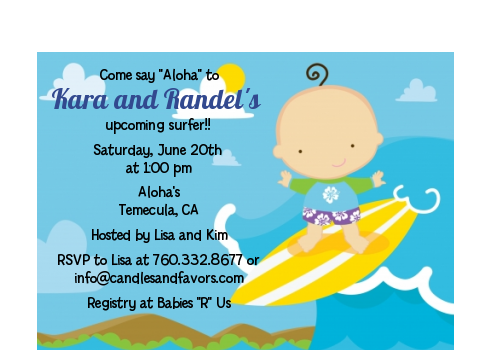  Surf Boy - Baby Shower Petite Invitations Blonde Hair