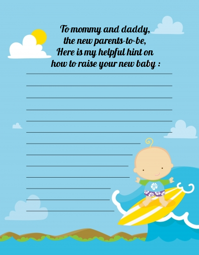 Surf Boy - Baby Shower Notes of Advice