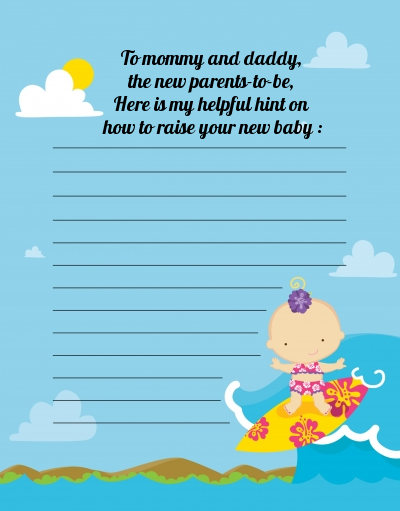 Surf Girl - Baby Shower Notes of Advice