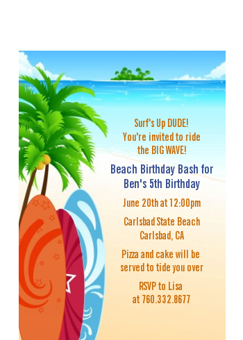 Surf's Up - Birthday Party Petite Invitations