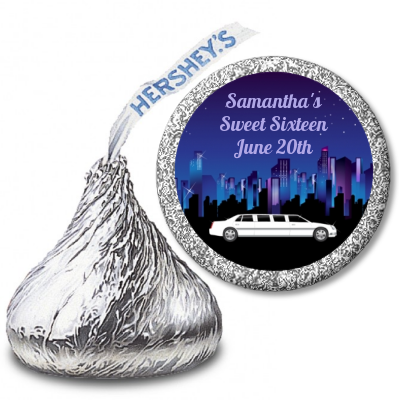 Sweet 16 Limo - Hershey Kiss Birthday Party Sticker Labels