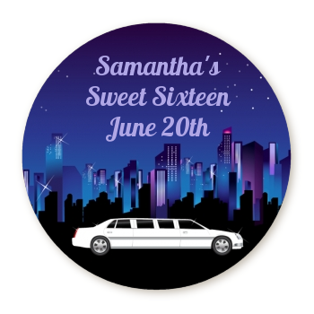  Sweet 16 Limo - Round Personalized Birthday Party Sticker Labels 