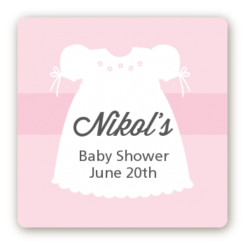 Sweet Little Lady - Square Personalized Baby Shower Sticker Labels