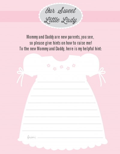 Sweet Little Lady - Baby Shower Notes of Advice