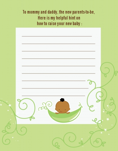 Sweet Pea African American Boy - Baby Shower Notes of Advice