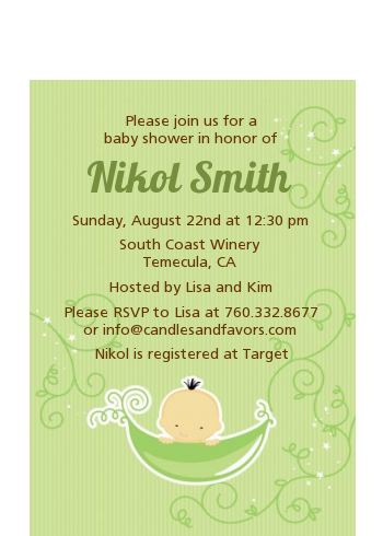 Sweet Pea Asian Boy - Baby Shower Petite Invitations