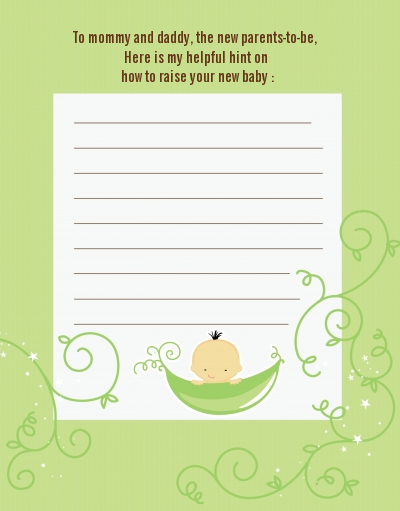 Sweet Pea Asian Boy - Baby Shower Notes of Advice